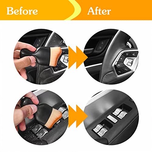 ESEWALAS Car Windshield Cleaning Tool,Soft Bristle Cleaning Brush,Auto Detail Brush Car Dash Duster Brush Interior Duster,Car Interior Cleaning Brush Dusting Brush (Black with Cap)