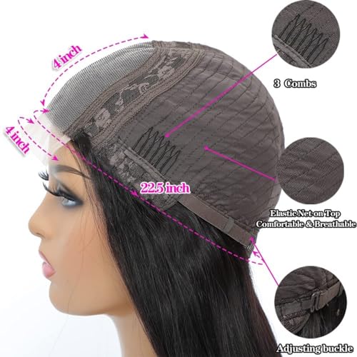 4x4 Lace Front Wigs Human Hair Pre Plucked with Baby Hair 150% Density 34 Inch Body Wave Brazilian Virgin Frontal Human Hair Wigs 4x4 Glueless HD Lace Closure Wig Human Hair for Women