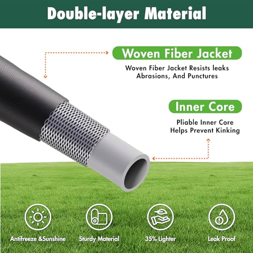 Garden Hose 50FT Water Hoses with 10 Function Hose Nozzle, Lightweight Kink-Free Flexible Garden Hoses, Extra Strength Fabric Yard Hose for Garden Car Wash, Watering