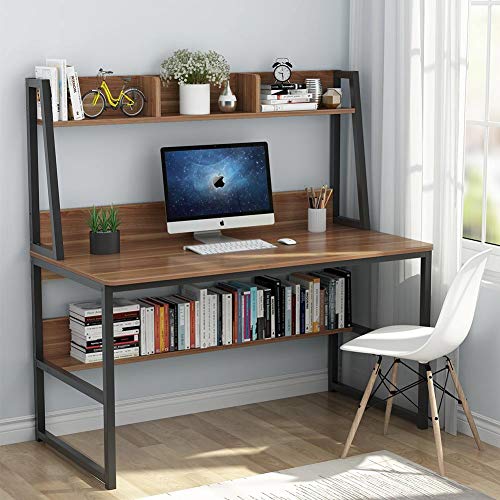 Tribesigns Computer Desk with Hutch, 47 inches Home Office Desk with Space Saving Design with Bookshelf for Small Spaces