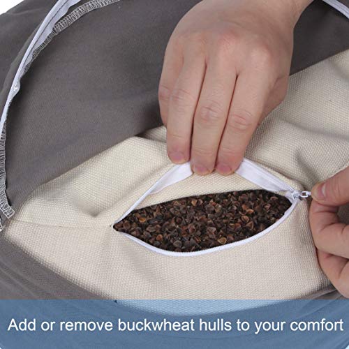 FelizMax Zafu Buckwheat Meditation Cushion,D=33cm/41cm H=14cm,Round Zabuton Meditation Pillow,Yoga Bolster Kneeling Pillow Premium Yoga Pillow Sitting on Floor Zippered Cotton Cover-33cm, Black