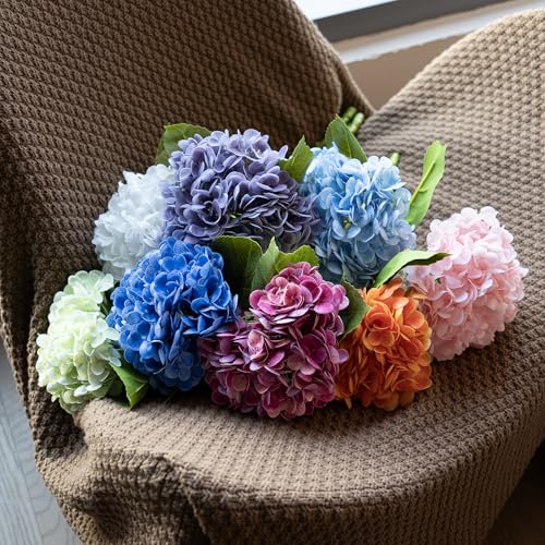 DUYONE 3PCS 22 inch Realistic Artificial Hydrangea Large Real Touch Flowers Artificial Flowers Dry Flowers Outdoor Wedding Christmas Office Family Party Living Room Table Decoration (Pink)
