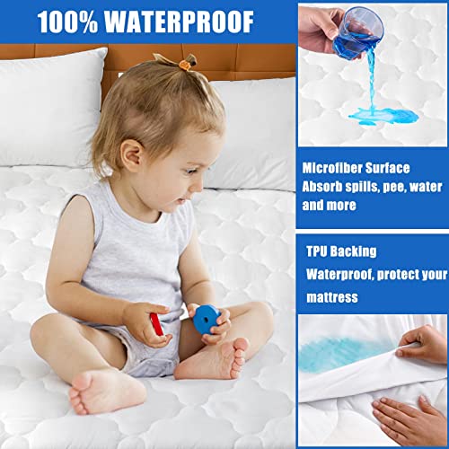 Waterproof Mattress Protector Twin Size, 6''-21'' Deep Pocket Fitted Quilted Mattress Pad Cover, Breathable, Hollow Cotton Alternative Filling Mattress Pad Cover, Twin Size