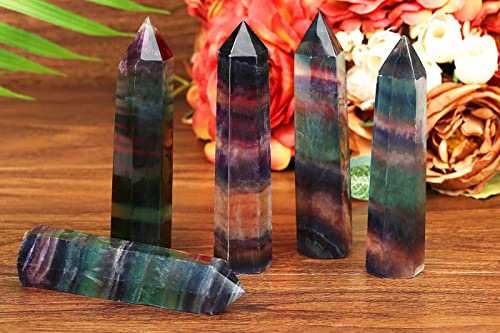 LAIDANLA Strawberry Quartz Healing Crystals Wands 3.5-4" Natural Reiki Energy Wand Stone Hexagonal Point Large Crystal Gemstones for Meditation Therapy Crystal Grid Decoration 1Pcs