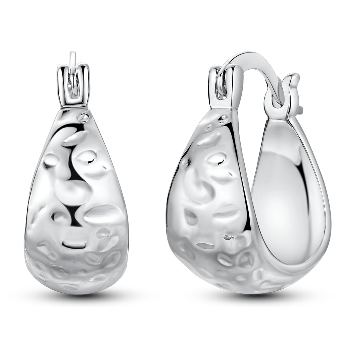 Hapour Sterling Silver Chunky Hoop Earrings for Women Hypoallergenic Thick Lightweight Huggie Earring Everyday Hoop Earrings