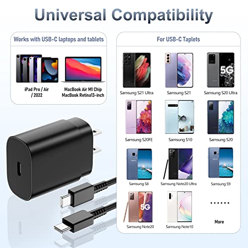Super Fast Charger Type C, 2Pack 45W USB C Wall Charging Block Adapter and 6ft Android Phone Charger Cable for Samsung Galaxy S23 Ultra/S23/S23+/S22/S22 Ultra/S22+/S22 Plus/S21/Note 20 Ultra/Note10+
