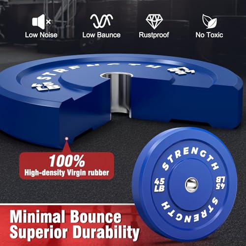 Rendpas Color Olympic Bumper Plates - Elastic and Tough Rubber Weights Plate with Metal Insert, 2-Inch Universal Fit, Ideal for Strength Training and Fitness Workouts-2x10LB