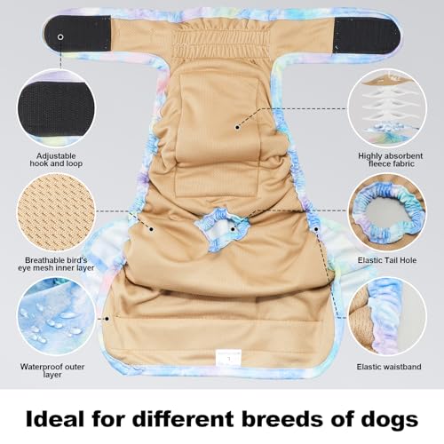 Reusable Dog Diapers Female Washable, Premium Doggie Diapers for Female Dogs, Pack of 3, Highly Absorbent Small Female Dog Diapers for Heat, Incontinence and Puppy Training(S)