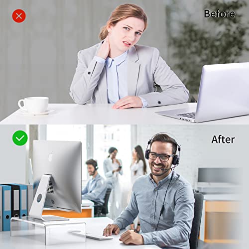 Beimu Acrylic Monitor Stand Riser Acrylic Laptop Stand Riser Clear Computer Monitor Stand Laptop Stand for Desk Compatible with iMac MacBook All Notebooks White Aesthetic Decorations for Office Home
