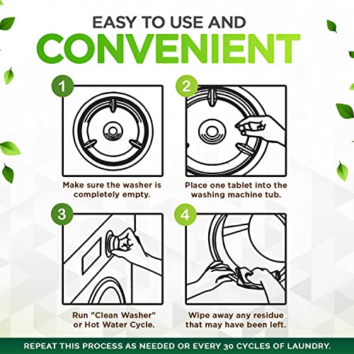 Renuv Heavy Duty Washing Machine Cleaner Descaler Tablets - Deep Cleaning for Front Load, Top Load Washer, HE (6 XL Tablets - 6 Months Supply)