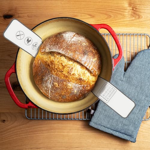 Patelai 2 Pieces Silicone Baking Mat for Dutch Oven Bread Non-stick Mat with Long Handle 8.3 Inch Reusable Silicone Baking Sheets Heat Resistant Bread Pad for Dough Pastry(Blue)