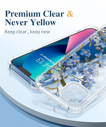 GVIEWIN Designed for iPhone 13 Case 6.1 Inch, Clear Flower Soft & Flexible Shockproof Floral Women Phone Cover(Magnolia/White)