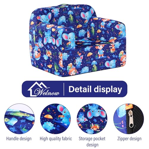Welnow Kids Sofa Toddler Chair, Chirldren Couch with Side Pockets Glow in The Dark Kids Armchair with Removable and Washable Cover Carrying Handle Kids Read Sofa for Girl or Boy