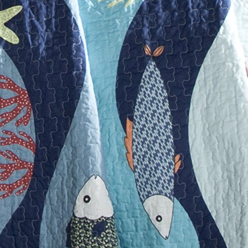 Lush Decor Sealife 2-Piece Quilt Set, Twin, Blue