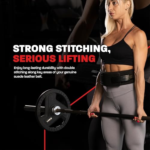Hawk Sports Weightlifting Belt for Men and Women, 10mm x 4" Genuine Leather Lever Belt for Bodybuilding, Perfect for Deadlifting, Powerlifting, and Squats - Small, Black