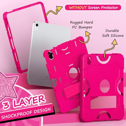 Cantis Case for iPad 10th Generation 10.9 inch 2022, iPad Cover 10th Generation with Pencil Holder & Kickstand, Heavy Duty Shockproof Rugged Protective for iPad 10th Case, Grey+Black