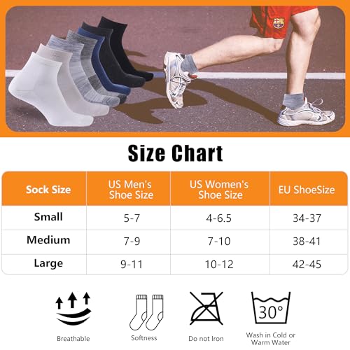 RZTT Merino Wool Socks for Men Athletic Low Cut Socks for Women 9-11 with Arch Support Breathable Soft Wool Ankle Socks,3 Pairs,Large,Brown