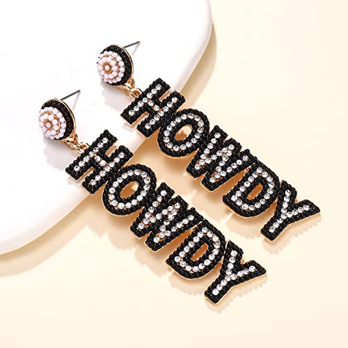 Beaded Cowboy Boot Earrings Hypoallergenic Western Country Y2K Dangle Earrings Handmade Cute Nashville Cowgirl Howdy Dangling Earrings Jewelry for Women(royal blue)