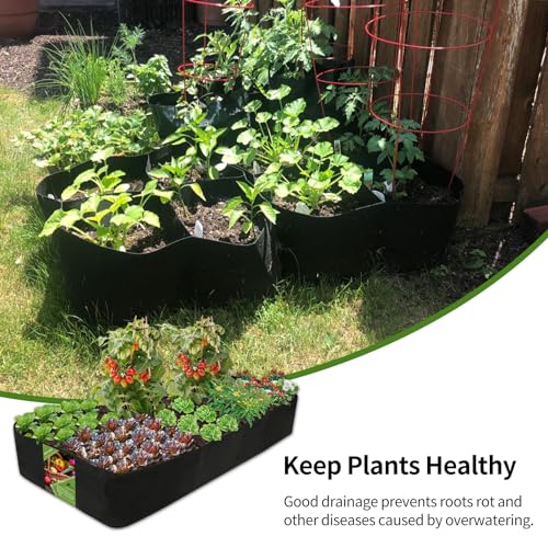 Fabric Raised Garden Bed, Square Plant Grow Bags, Large Durable Rectangular Reusable Breathe Cloth Planting Container for Vegetable, 4 Grids Heavy Pot for Potato, Carrot, Onion, Flower