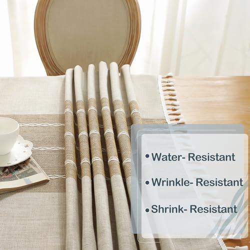 Laolitou Waterproof Tablecloths Rustic Tablecloth Cotton Linen Grey Table Cloths for Kitchen Dining,Party,Holiday,Christmas,Buffet,55"x55", 4 Seats