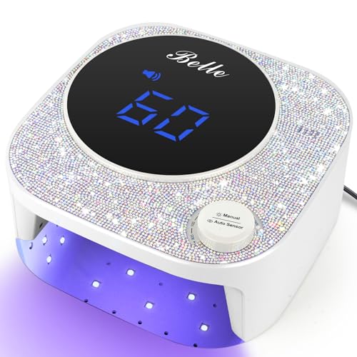 Belle UV Nail Lamp, UV Light for Gel Nails, LED Nail Lamp with 4 Timer Modes, Gel Nail Light Nail Dryer Decorate with Sparkling Nail Rhinestones Diamond