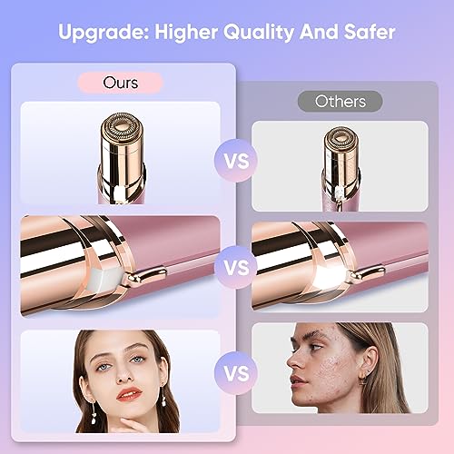 Flawless Facial Hair Removal for Women- as Seen on TV Painless Face Shaver -Painless Womens Facial Hair Remover with 2 Replacement Heads, Lipstick-Sized, USB Rechargeable(White)
