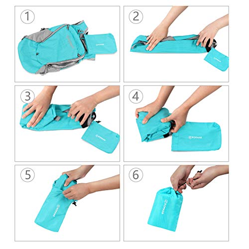 ZOMAKE Ultra Lightweight Packable Backpack 18L - Small Foldable Hiking Backpacks Water Resistant Folding Daypack for Travel(Aqua Blue)