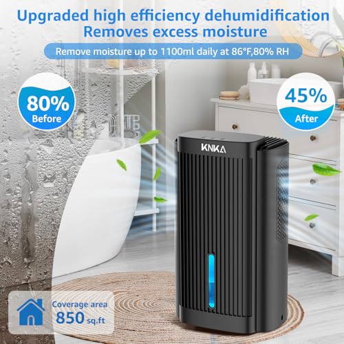 Dehumidifier,95 OZ Water Tank, (850 sq. ft) Quiet Dehumidifier for Basement, Bathroom, RV, Closet, Bedroom with Auto Shut Off, Sleep Mode,7 Colors LED Light, Dehumidifiers for Home (Black)