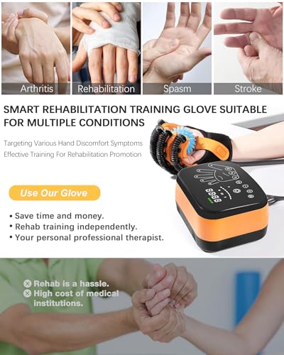 CANNABMALL Rehabilitation Robot Gloves,Hemiplegia Hand Stroke Recovery Equipment,Adjustable Strength,Rechargeable Finger Rehab Training Device for Hemiplegia Arthritis Dysfunction Recovery Left Hand-S