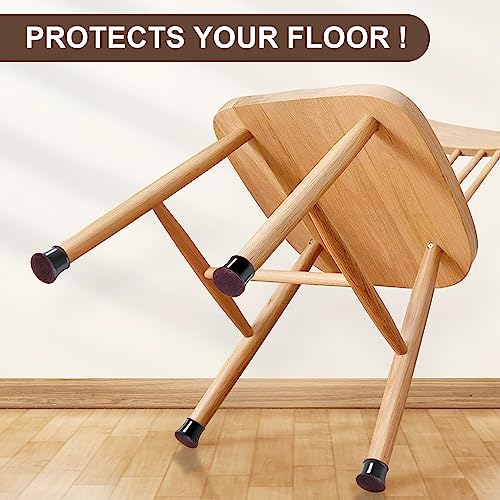 20 Pcs Chair Leg Floor Protectors for Hardwood Floors, Black Rubber Furniture Sliders with Felt, Silicone Furniture Leg Caps Covers, Fit Square Diameter (0.5" to 0.75")