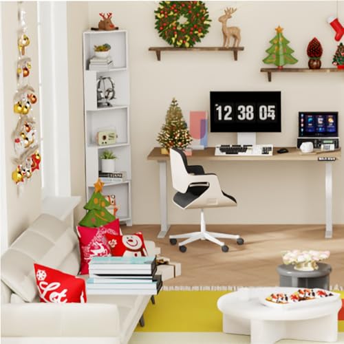 Function Home 9 Tier Tree Bookshelf, Modern Tall Geometric Bookcase, Freestanding Book Shelf, Wood Floor Storage Shelf for Living Room, Bedroom, Home Office,White
