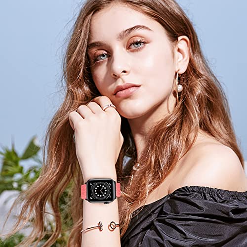 URU Shield 5 Pack Adjustbale Watch Bands Compatible With Soft Stretchy Apple Watch 38mm 40mm 41mm 42mm 44mm 45mm 49mm,Nylon Braided Solo Loop Wristband for iWatch Series Ultra/1/2/3/4/5/6/7/8/SE Women