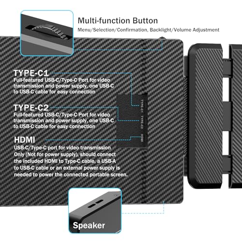 KEFEYA Laptop Screen Extender, 14" Portable Monitor for Laptop, 1080P FHD Triple Screen Laptop Monitor Extender for 13"-17.3" Laptop, HDMI/USB-C for MacBook, Windows, Chrome, Switch, Plug & Play