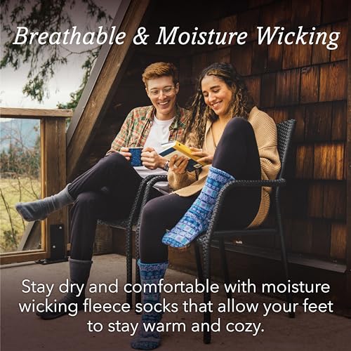 Acorn Versafit, Breathable and Moisture Wicking, Mid-Calf Fleece Sock, Charcoal Cable, 8.5-9.5 Women/7-8 Men