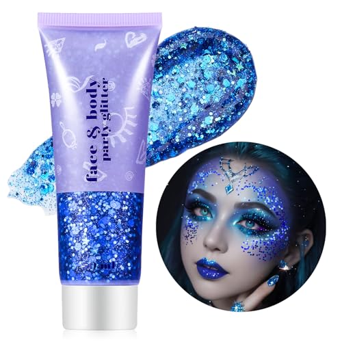 Go Ho Brown Face Body Glitter,Singer Concerts Brown/Maroon Face Glitter Makeup,Holographic Chunky Sequins Glitter Gel for Eye Lip Hair,Festival Rave Accessories,52g