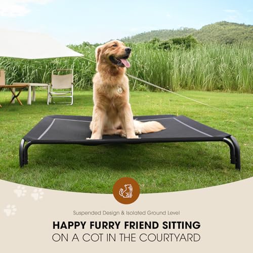 Czpalo Elevated Dog Bed, Raised Outdoor Dog Bed for Medium Sized Dog, Portable Cooling Pet Cot with Breathable & Washable Mesh, Indoor & Outdoor Pet Hammock with Skid-Resistant Feet.