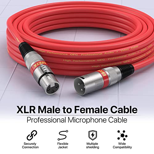 EBXYA XLR Cable 50 Feet - DMX Cable with 3 Pins Balanced Shielded XLR Male to Female Mic Cable Cords (4 Colors)