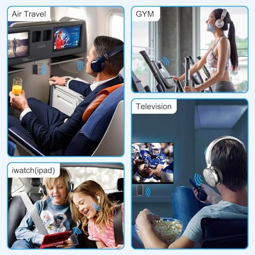 2024 Upgraded Pro Airplane Bluetooth 5.4 Transmitter for All Headphones, aptX LL, Supports 2 Headphones/AirPods, Wireless Audio Adapter for in-Flight, TV, Gym, Tablets,Metal Frame