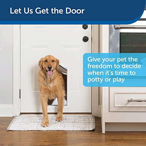 PetSafe Freedom Aluminum Pet Door for Dogs and Cats - Solid Durable Frame - Large, White, Tinted Flexible Vinyl Flap - Includes Closing Panel