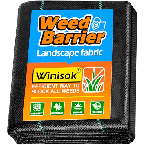 Winisok Garden Weed Barrier Landscape Fabric 2FT x 50FT, Premium Weed Control Garden Cloth, Durable Woven Geotextile Fabric, Mulch Breathable Ground Cover for Landscaping Weed Blocker Garden Bed