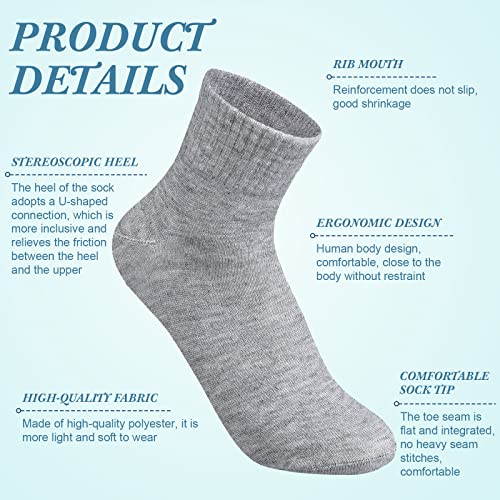 Tarpop 48 Pairs Men Quarter Ankle Socks Moisture Wicking Athletic Crew Casual Sports Socks Bulk for Homeless(Black, White, Gray)