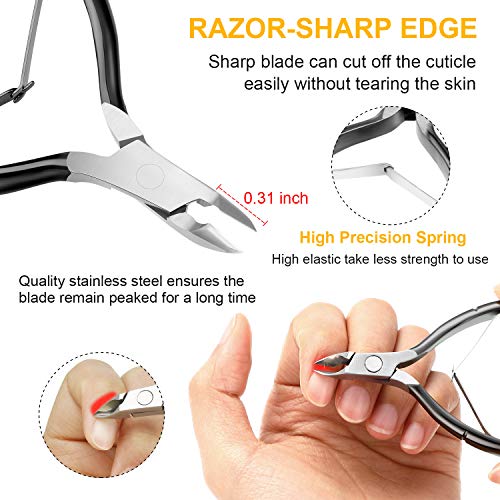 Mudder Acrylic Nail Clippers Kit False Nails Tips Cutter Professional Cuticle Trimmer Nipper Cutter Pusher Remover Stainless Steel Manicure Pedicure Art Tools Set Salon Home(Black)