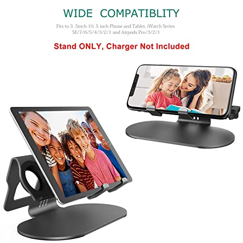 HoRiMe 3 in 1 Aluminum Charging Station for Apple Watch Charger Stand Dock for iWatch Series 4/3/2/1,iPad,AirPods and iPhone Xs/X Max/XR/X/8/8Plus/7/7 Plus /6S /6S Plus(Black) (01)