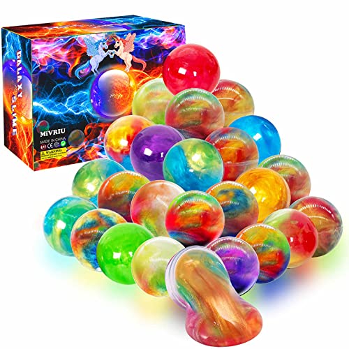 MiVRIU Ball Slime Party Favors 24 Pack, Super Soft and Scented Galaxy Slime for Girls Boys, Gift Idea for Kids Goodie Bag Stuffers, Space Party Favors, Easter Stocking Stuffers