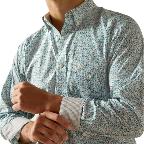 Ariat Men's Wrinkle Free Kellen Fitted Shirt, Blue, X-Small