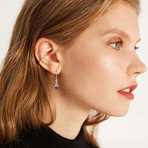 ChicSilver Sapphire Earrings for Women Blue September Birthstone Earrings for Women 925 Sterling Silver Heart Earrings Celtic Knot