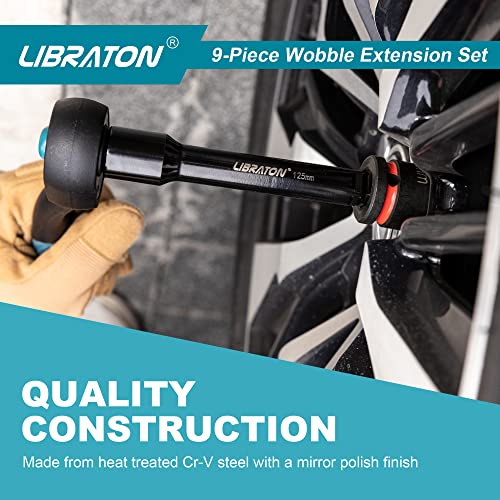 Libraton Wobble Extension Set, Socket Extensions Set, Ratchet Extensions 1/4", 3/8", 1/2", Wobble Extensions, Drive Socket Extension, Cr-V, with EVA Storage Tray