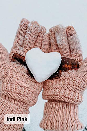 Funky Junque Funky Gloves Women's Knit Touchscreen Winter Gloves with Grippers, Warm Fleece Lined Gloves for College Girls - Ivory