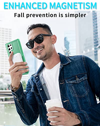 Beefeng for Galaxy S22 Ultra Case Compatible with MagSafe, Drop Proof Rugged Shockproof Magnetic Phone Cover for Samsung Galaxy S22 Ultra (Green)