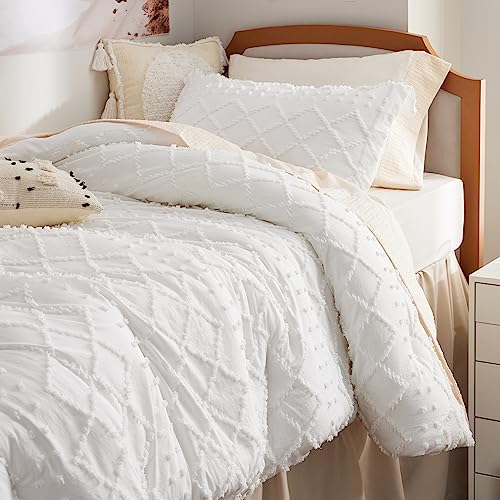 Bedsure Twin/Twin XL Comforter Set - Pumpkin Boho Twin Extra Long Comforter Set for College, Shabby Chic Dorm Bedding Set, 2 Pieces Modern Farmhouse Bed Set, Includes 1 Pillow Sham
